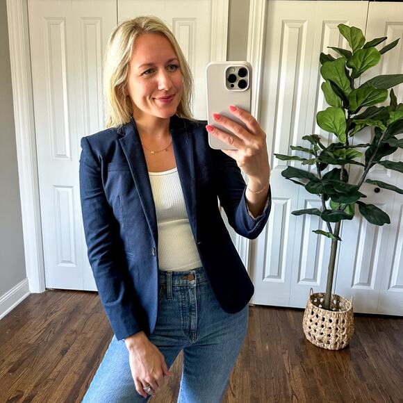 J. Crew Single-Breasted Long Sleeve Lined Casual Blazer Black 0 Petite - Picture 2 of 9